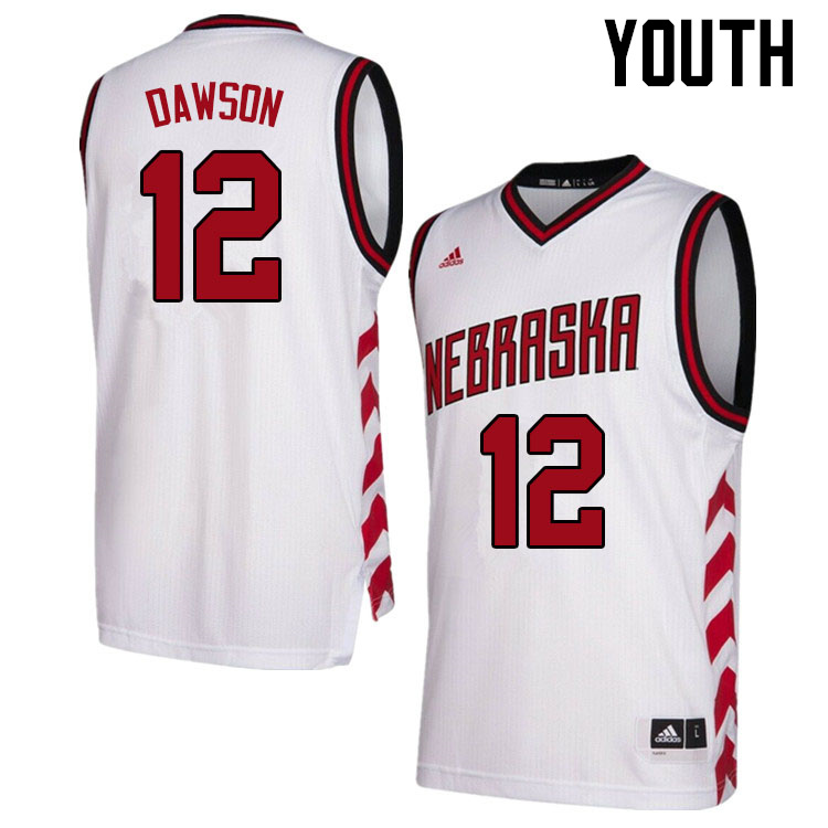 Youth #12 Denim Dawson Nebraska Cornhuskers College Basketball Jerseys Sale-Hardwood